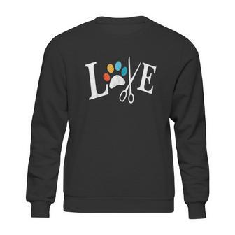 Dog Grooming Love Dogs Pet Daycare Groomer Vintage Paw Print Sweatshirt | Favorety UK