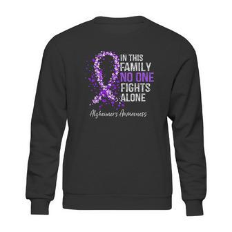 In This Family No One Fights Alone Alzheimer Ribbon Sweatshirt | Favorety AU