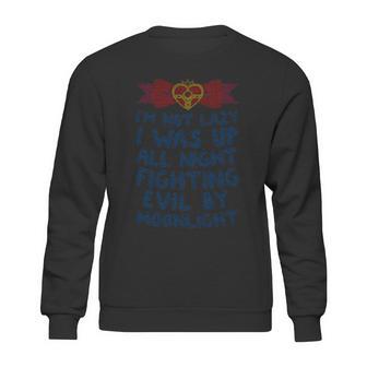 I Was Up Fighting Evil By Moonlight Heathered Sweatshirt | Favorety AU