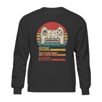 Funny Gaming Vintage Video Gamer Social Distancing Expert Sweatshirt | Favorety DE