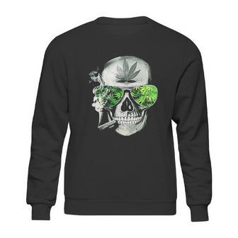 Funny Style Weed Cannabis Marijuana Smoking Skull Sweatshirt | Favorety