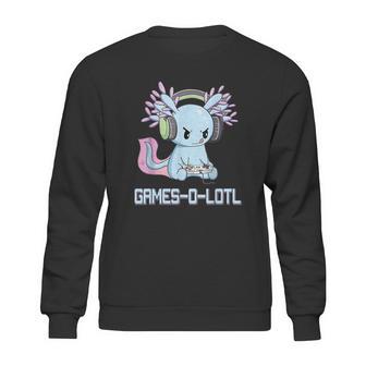 Gamesolotl Axolotl Video Gamer Kawaii Pastel Goth Anime Graphic Design Printed Casual Daily Basic Sweatshirt | Favorety CA