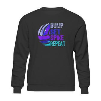 Girls Volleyball Bump Set Spike Repeat Blue Purple Teen Gift Sweatshirt | Favorety CA