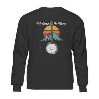 My Grass Is Blue Retro Rocky Mountain Banjo Bluegrass Sweatshirt | Favorety