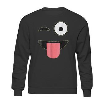 Halloween Costume Emoji Face Wink Eye Tongue Sweatshirt | Favorety