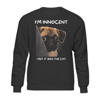 Im Innocent I Bet It Was The Cat Funny Guilty Cute Pug Sweatshirt | Favorety