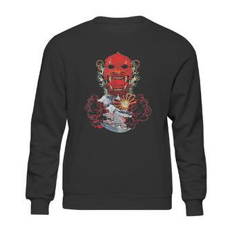 Japanese Red Samurai Oni Ogre Kanagawa Wave Demon Sweatshirt | Favorety