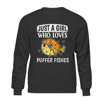 Just A Girl Who Loves Puffer Fishes Cute Puffer Fish Costume Graphic Design Printed Casual Daily Basic Sweatshirt | Favorety CA