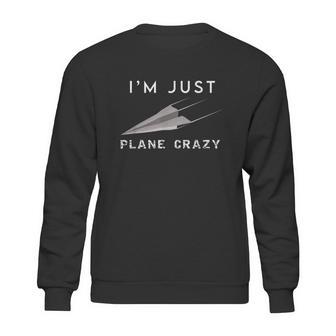 Im Just Plane Crazy Funny Paper Plane Aviation Humor Pilot Sweatshirt | Favorety AU