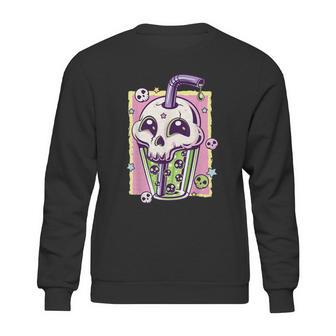 Kawaii Pastel Goth Creepy Skull Boba Bubble Tea Vaporwave Sweatshirt | Favorety UK