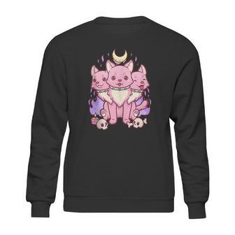 Kawaii Pastel Goth Cute Creepy 3 Headed Dog Sweatshirt | Favorety