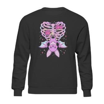 Kawaii Pastel Goth Cute Creepy Bat Skeleton Sweatshirt | Favorety