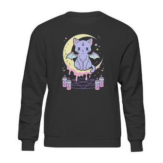 Kawaii Pastel Goth Cute Creepy Black Cat Sweatshirt | Favorety CA