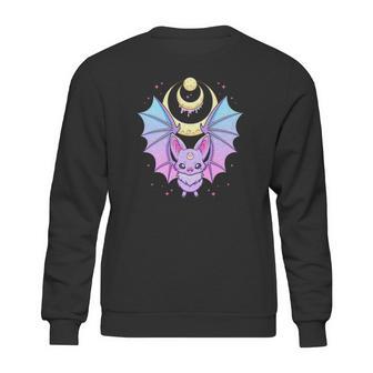 Kawaii Pastel Goth Cute Creepy Crescent Moon Bat Sweatshirt | Favorety DE