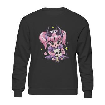 Kawaii Pastel Goth Cute Creepy Girl Skull Demon Evil Girl Sweatshirt | Favorety DE