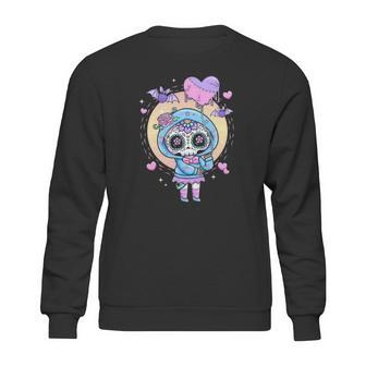 Kawaii Pastel Goth Cute Creepy Sugar Skull Anime Sweatshirt | Favorety