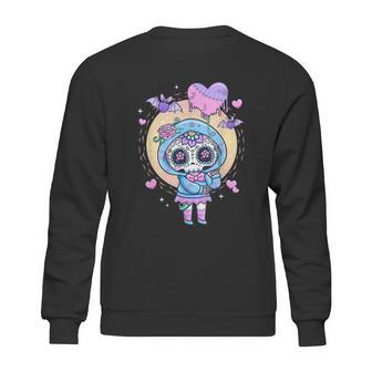 Kawaii Pastel Goth Cute Creepy Sugar Skull Day Of The Death Sweatshirt | Favorety CA