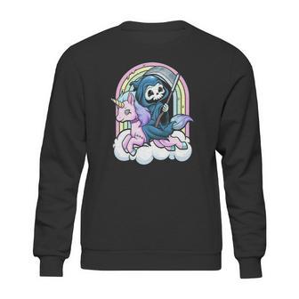 Kawaii Pastel Goth Cute Creepy Unicorn Grim Reaper Sweatshirt | Favorety