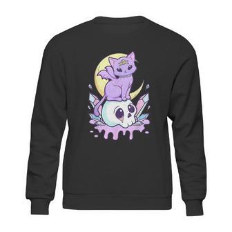 Kawaii Pastel Goth Cute Creepy Witchy Cat And Skull V5 Sweatshirt | Favorety AU