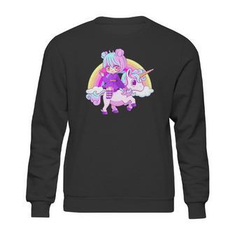 Kawaii Pastel Goth Unicorn Japanese Anime Girl Menhera Sweatshirt | Favorety UK