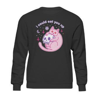 Kawaii Pastel Goth Witch Pink Devil Satan Cat Skull Moon Sweatshirt | Favorety AU