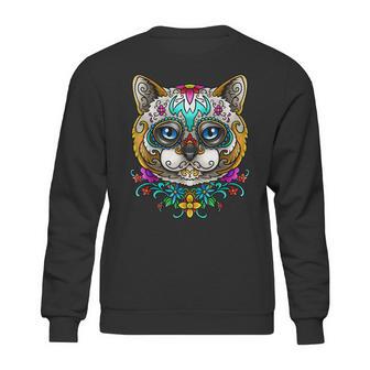 Kitty Cat Sugar Skull Day Of The Dead Dia De Muertos Sweatshirt | Favorety UK