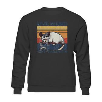 Live Weird Fake Your Death Opossum Ugly Cats Retro Vintage Sweatshirt | Favorety