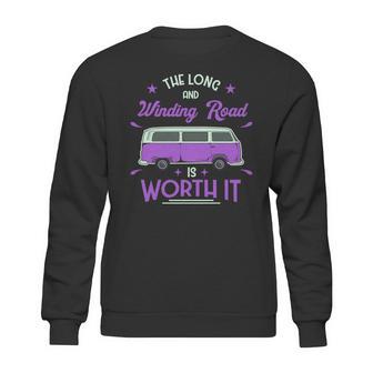 The Long And Winding Road Is Worth It Funny Purpil Van Camping Sweatshirt | Favorety