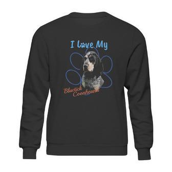 I Love My Bluetick Coonhound Dog Lover Paw Print Sweatshirt | Favorety DE