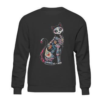 Mosaic Skull Day Of The Dead Cat Art Gift Sweatshirt | Favorety