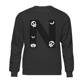 N Name Character Skullcap Pumpkin Dracula Halloween Quote Sweatshirt | Favorety DE