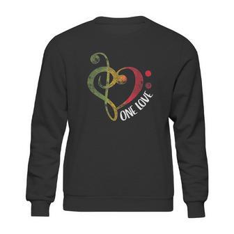 One Love Treble Bass Clef Heart Reggae Musician Sweatshirt | Favorety DE