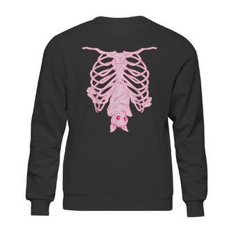 Pink Ribs Bat Pastel Goth Halloween Kawaii Skeleton Witch Sweatshirt | Favorety AU