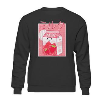 Pink Strawberry Milk Shake Kawaii Pastel Goth Japanese 90S Sweatshirt | Favorety