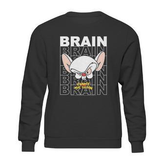 Pinky And The Brain Text Stack Big Face Sweatshirt | Favorety