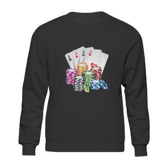 Poker King Queen Card Casino Chip Gambling Sweatshirt | Favorety