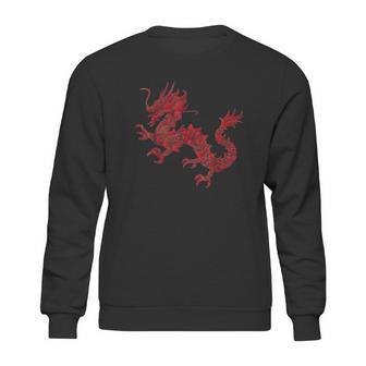 Red Chinese Firedrake Dragon Print Art Wear Sweatshirt | Favorety CA