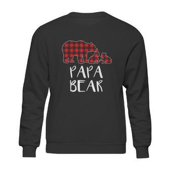 Red Plaid Papa Bear Two Cubs Matching Buffalo Pajama Xmas Sweatshirt | Favorety UK