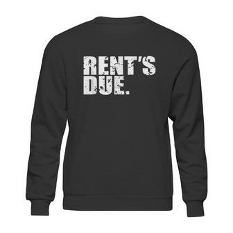 Rents Due Work Hard Bodybuilder Weightlifting Distressed Graphic Design Printed Casual Daily Basic Sweatshirt | Favorety