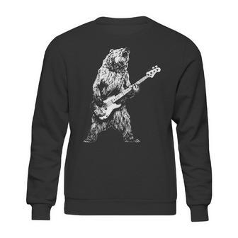 Retro Bear Playing Bass Guitar Bear Guitarist Music Lovers Sweatshirt | Favorety CA