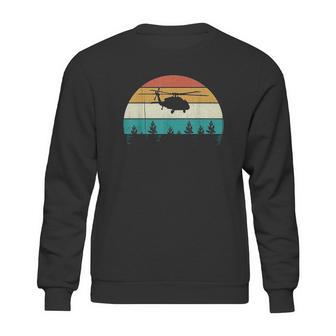 Retro Black Hawk Helicopter Pilot Vintage Sunset Sweatshirt | Favorety UK