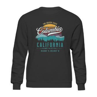 Retro Columbia California Mountains Sun Grunge Art Souvenir Sweatshirt | Favorety