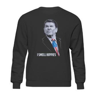 I Smell Hippies Funny Ronald Reagan Conservative Merica Usa Sweatshirt | Favorety UK