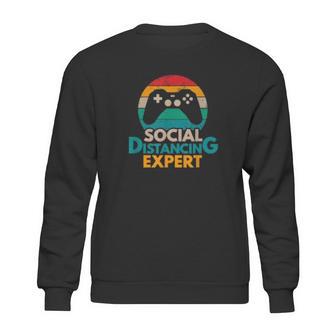 Social Distancing Expert Gaming Vintage Video Gamer Gift Sweatshirt | Favorety