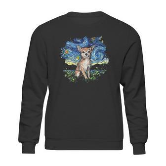 Tan Chihuahua Starry Night Impressionist Dog Art Sweatshirt | Favorety