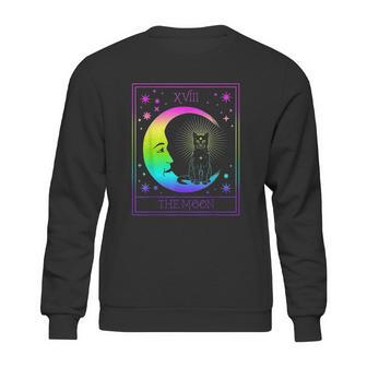 Tarot Card Crescent Moon And Cat Pastel Goth Sweatshirt | Favorety UK