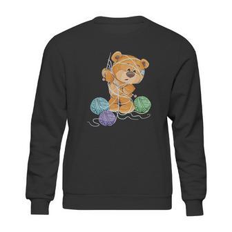 Teddy Bear Tangled In Wool | Funny Knitting Gifts Sweatshirt | Favorety UK