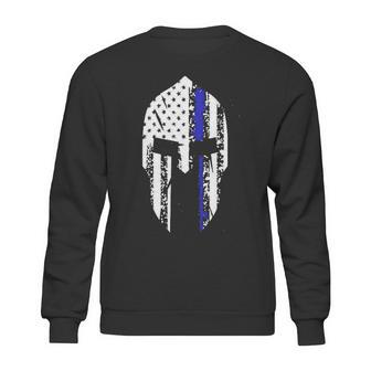 Thin Blue Line Spartan Helmet Sweatshirt | Favorety