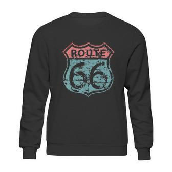 Historic American Route Icon Weathered Highway 66 Road Sign Sweatshirt | Favorety AU