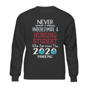 Never Underestimate Who Survived The Pandemic Nursing Student Sweatshirt | Favorety